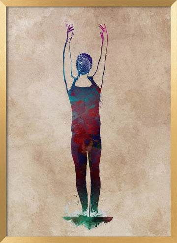 Abstract Swimmer Splash | Poster - Gold Frame Interior