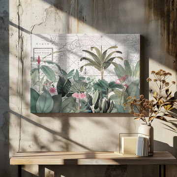 Vintage Map Botanicals | Canvas - Room Interior 2