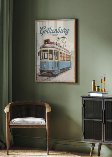 Gothenburg Vintage Tram | Poster - Room Interior 2