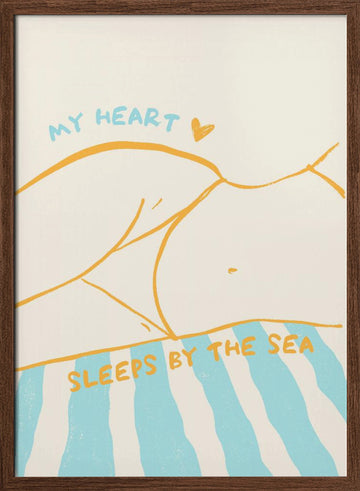 Heart Sleeps By The Sea | Poster - Walnut Frame Interior
