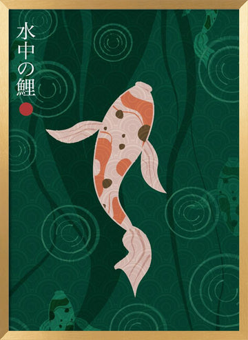 Elegant Japanese Koi | Poster - Gold Frame Interior