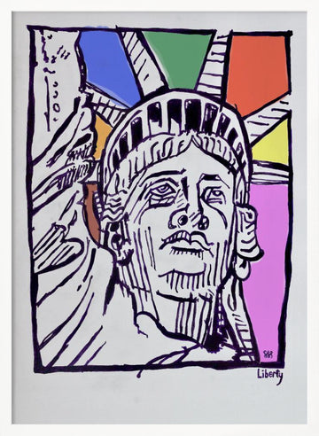 Pop Art Lady Liberty | Poster - White Frame Interior