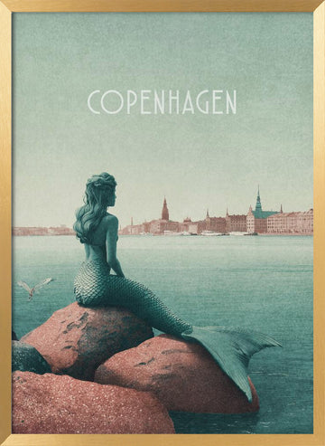 Copenhagen - Little Mermaid | Poster - Gold Frame Interior