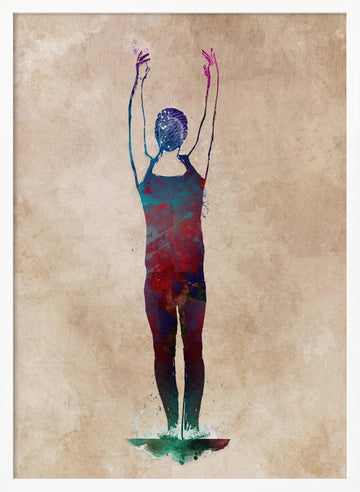 Abstract Swimmer Splash | Poster - White Frame Interior
