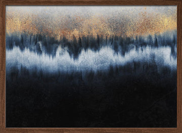 Golden Horizon Abstract | Poster - Walnut Frame Interior
