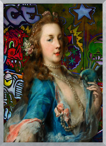 Rococo Lady Graffiti | Poster - Silver Frame Interior