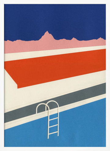 Colorful Poolside Abstract | Poster - White Frame Interior