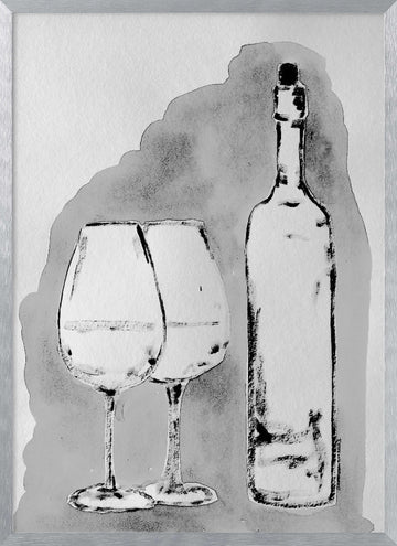 Elegant Wine Still Life | Poster - Silver Frame Interior