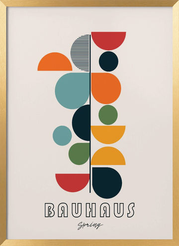 Bauhaus Geometric Spring | Poster - Gold Frame Interior