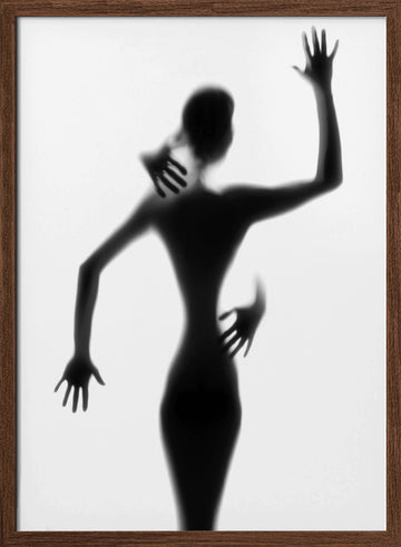 Silhouetted Woman Embrace | Poster - Walnut Frame Interior