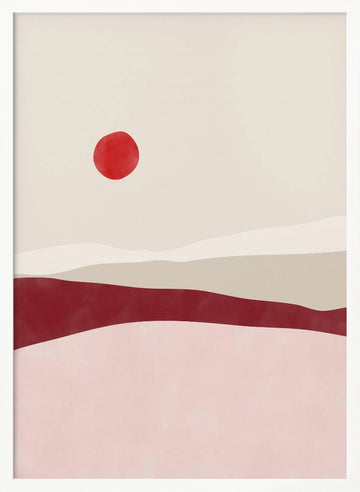 Minimalist Desert Sun | Poster - White Frame Interior