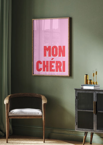 Mon Cheri Love Typography | Poster - Room Interior 2