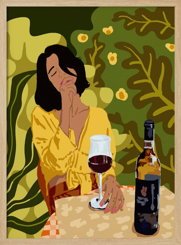 Pensive Woman Outdoors | Poster - Wood Frame Interior