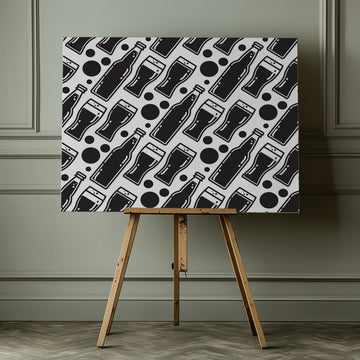 Monochrome Beer Pattern | Canvas - Room Interior 1