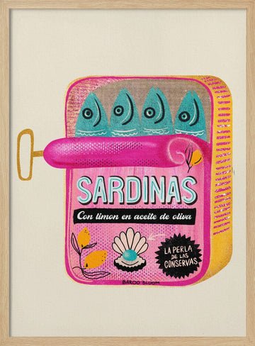 Whimsical Pink Sardines | Poster - Wood Frame Interior