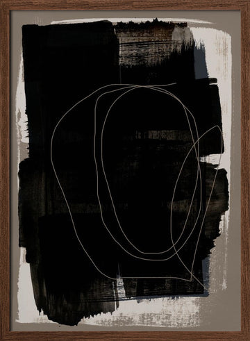 Abstract Brush Strokes 180Z | Poster - Walnut Frame Interior