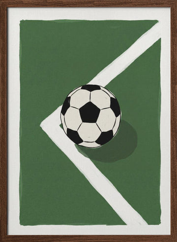 Soccer Ball Corner | Poster - Walnut Frame Interior
