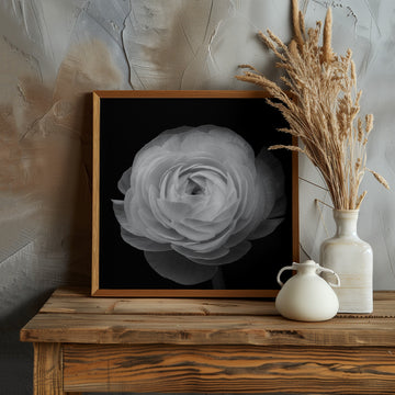 Grayscale Floral Elegance | Poster - Room Interior 1