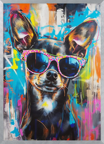 Chihuahua in City Shades | Poster - Silver Frame Interior