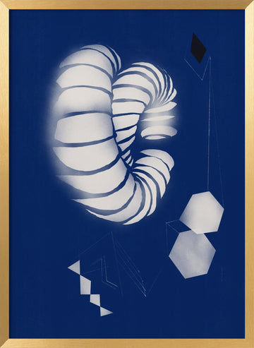 Blue Geometric Spiral | Poster - Gold Frame Interior