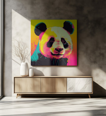 Neon Panda Portrait | Canvas - Room Interior 2