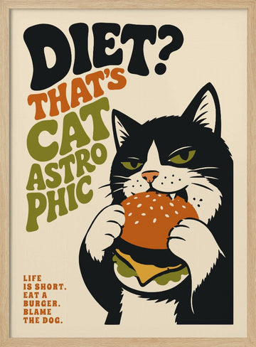 Catastrophic Diet Cat | Poster - Wood Frame Interior