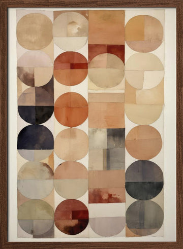 Earthy Geometric Flow | Poster - Walnut Frame Interior