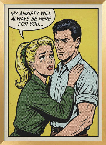 Crying Woman Anxiety Pop Art | Poster - Gold Frame Interior