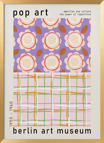 Retro Pop Art Patterns | Poster - Gold Frame Interior