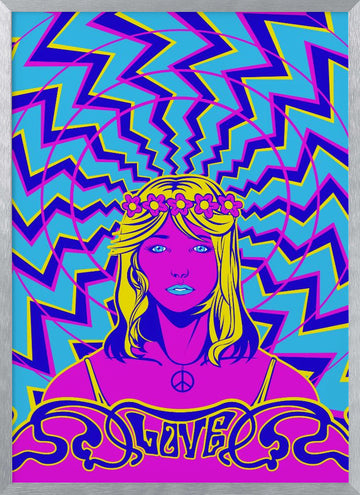 Psychedelic Love Girl | Poster - Silver Frame Interior