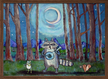 Moonlit Forest Concert | Poster - Walnut Frame Interior