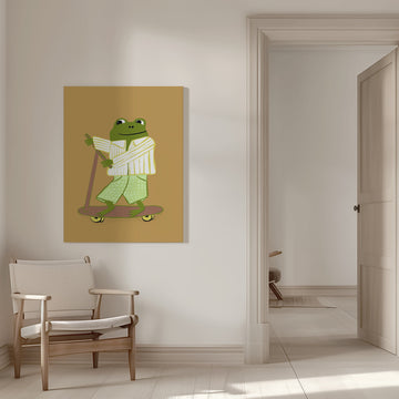 Frog On A Scooter | Canvas - Room Interior 1