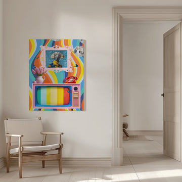 Groovy Dog Portrait | Canvas - Room Interior 1