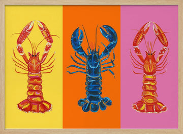 Colorful Pop Lobsters | Poster - Wood Frame Interior