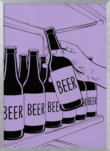 Grabbing Cold Beer | Poster - Silver Frame Interior