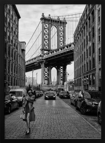 Manhattan Bridge Urban Style | Poster - Black Metal Frame Interior