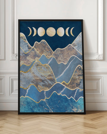 Golden Peaks Moon Phases | Poster - Room Interior 1