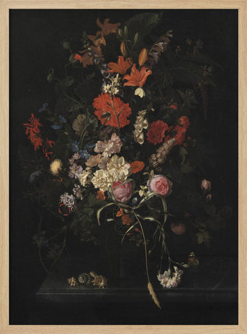 Bouquet of Flowers In a Glass Vase | Poster - Wood Frame Interior