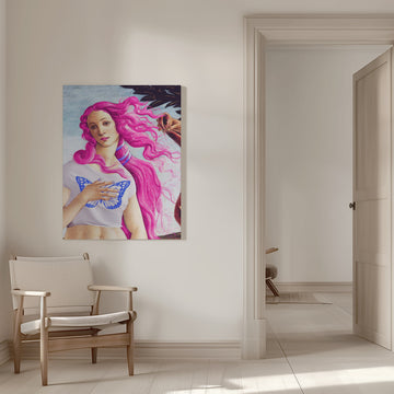 A Figure with Vibrant Pink Hair | Canvas - Room Interior 1