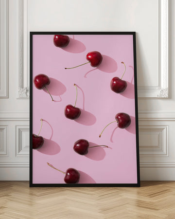 Red Cherries Pink Pop | Poster - Room Interior 1