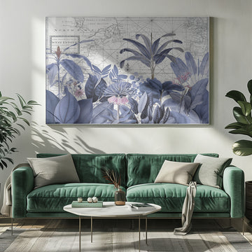 Blue Tropical Map | Poster - Room Interior 1