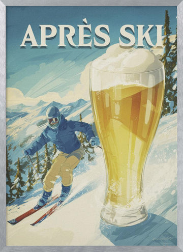 Après Ski Mountain Beer | Poster - Silver Frame Interior