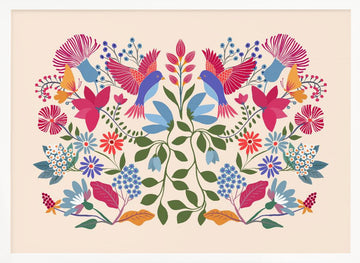 Bohemian Floral Birds | Poster - White Frame Interior