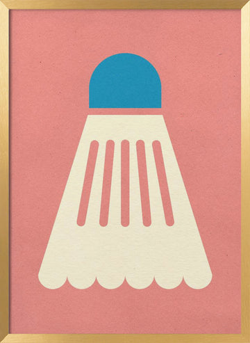 Badminton White Blue | Poster - Gold Frame Interior