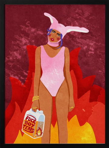 Girl On Fire | Poster - Black Metal Frame Interior
