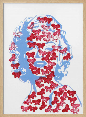 Red Butterfly Portrait | Poster - Wood Frame Interior