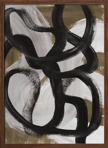 Abstract Brush Strokes 127X | Poster - Walnut Frame Interior