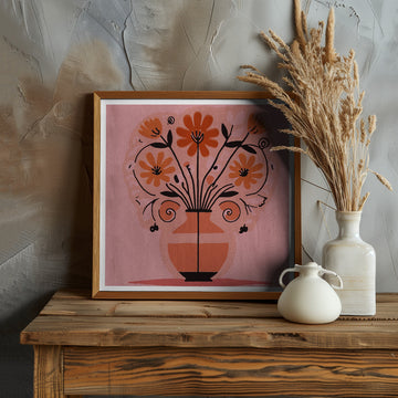 Vibrant Folk Art Bouquet | Poster - Room Interior 1