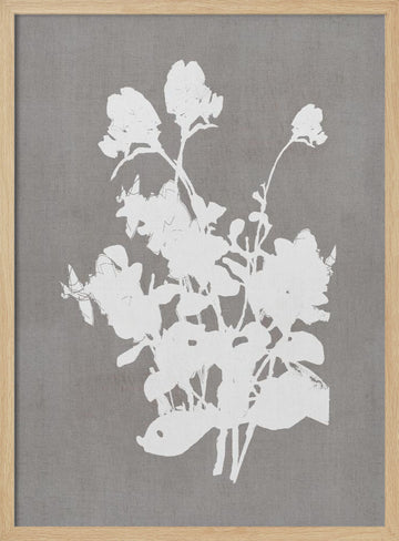 White Floral Silhouette | Poster - Wood Frame Interior