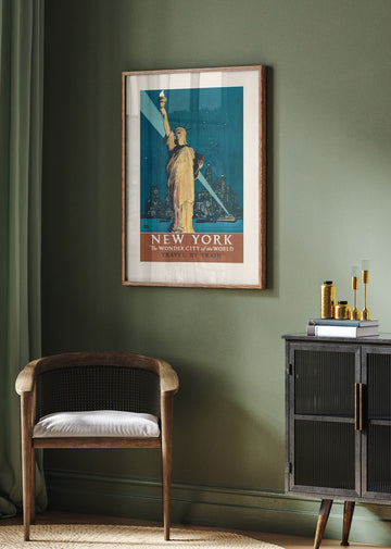 New York, the Wonder City of the World Travel By Train (1927) Poster By Adolph Treidler | Poster - Room Interior 2